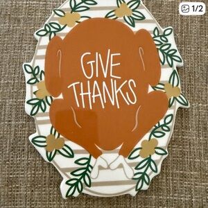 Happy Everything Festive Turkey Plaque with 'Give Thanks'